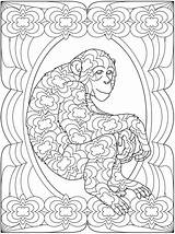 Coloring Pages Trippy Monkey Adults Dover Difficult Adult Colouring Book Printable Psychedelic Grown Ups Color Chimp Print Kids Animals Animal sketch template