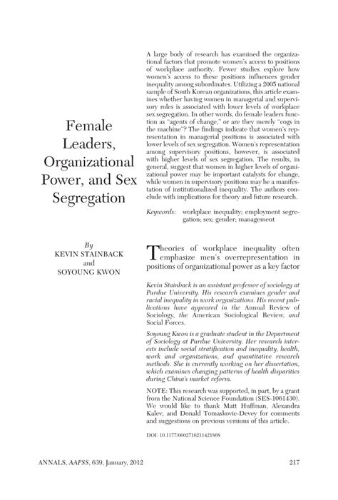 Pdf Female Leaders Organizational Power And Sex