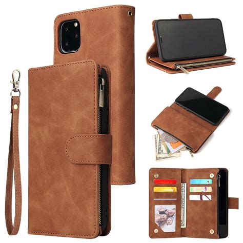 iphone  wallet case dteck soft leather zipper wallet case magnetic