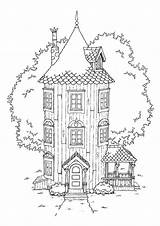 Moomin Coloring Pages House Print Kids Moomins Colouring Wallpaper Color Tove Jansson Valley Embroidery Patterns Visit sketch template