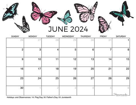 june  calendar  printable  holidays