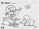 Davi Harpa Atividade Infantil Tocando Louvor Plays Harp Coloring David Dominical Escola sketch template