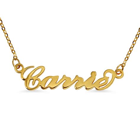 show your elegance with personalized carrie name necklace solid gold