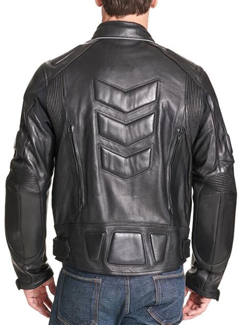 mens padded motorcycle leather jacket