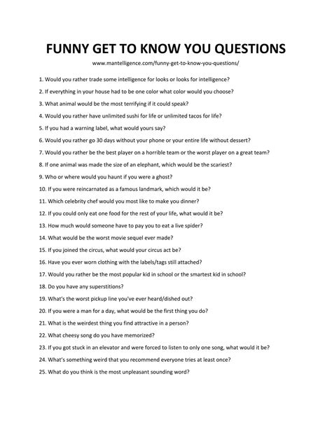 list  funny     questions questions