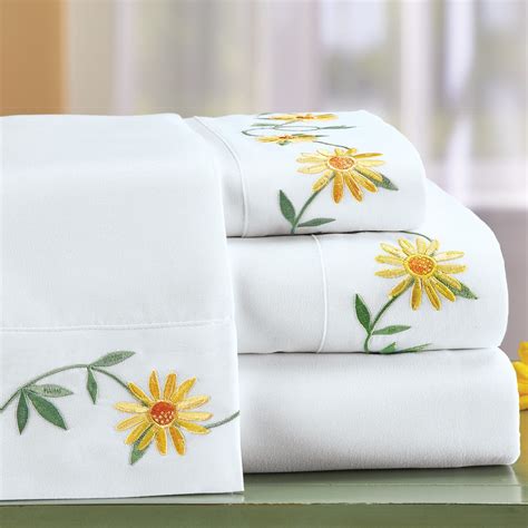 daisy embroidered sheets set collections