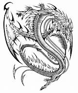 Dragon Tattoo Coloring Pages Chinese Tribal Color Printable Print Getcolorings Netart sketch template