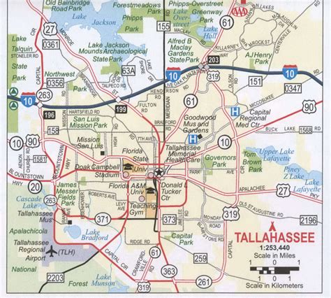 tallahassee fl road map  map highway tallahassee city surrounding area