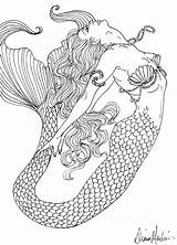 Mermaids Siren Mystical sketch template