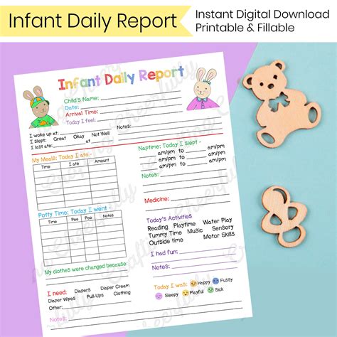 daycare infant daily report template