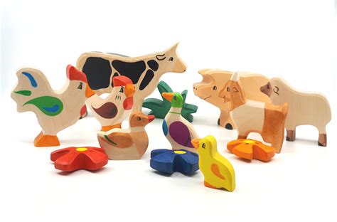 waldorf speelgoed houten koe speelgoed boerderij dieren etsy