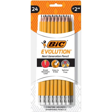 bic evolution cased pencil   lead yellow barrel  count walmartcom