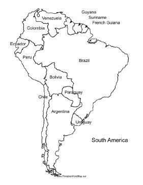 named south america colouring pages