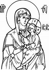 Coloring Icon Orthodox Icons Theotokos Pages Church Mary Kids Religious Orthodoxy Drawing Holy Line Child Oca sketch template