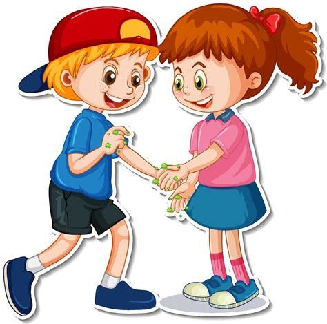 children shaking hands vector art icons  graphics