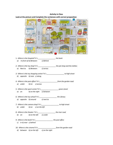 prepositions  location interactive worksheet