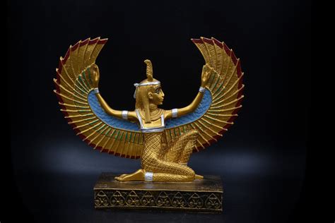 Egyptian Goddess Maat Open Wings Statue 2 Color Made In Etsy