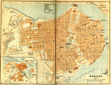 1909 Habana Map By Baedeker Png 854×653 Mapa De Cuba