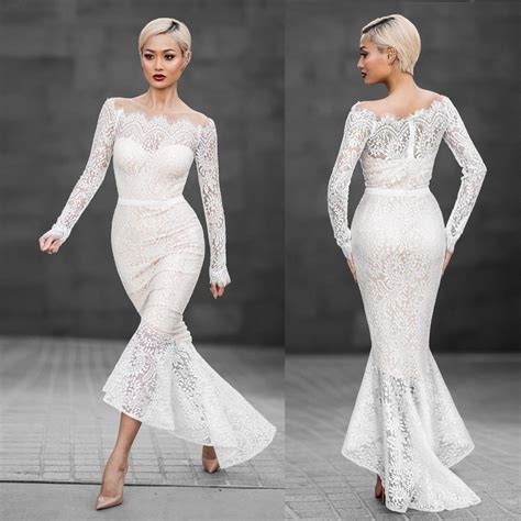 Luxury White Lace Sexy Party Long Dress Women Vintage Long Sleeve