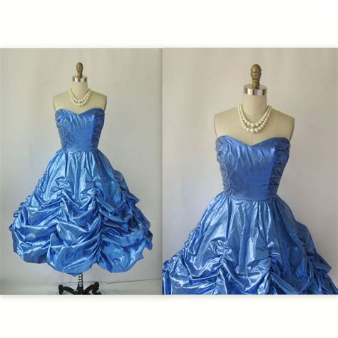 strapless lame ruched blue cocktail party prom dress xs  etsy  prom dress