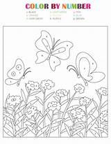 Spring Number Color Printables Printable Butterflies sketch template