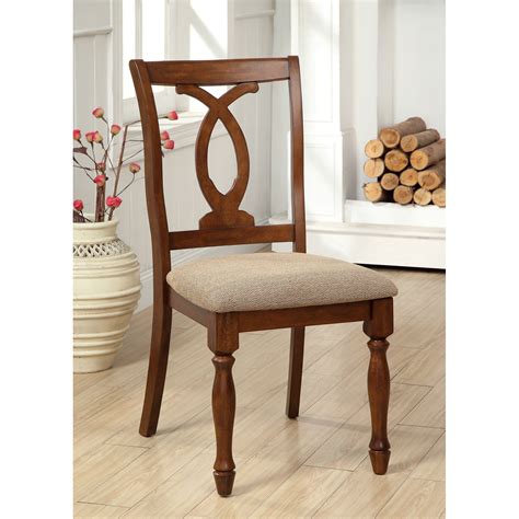 furniture  america rochelle  piece dining side chairs dark oak