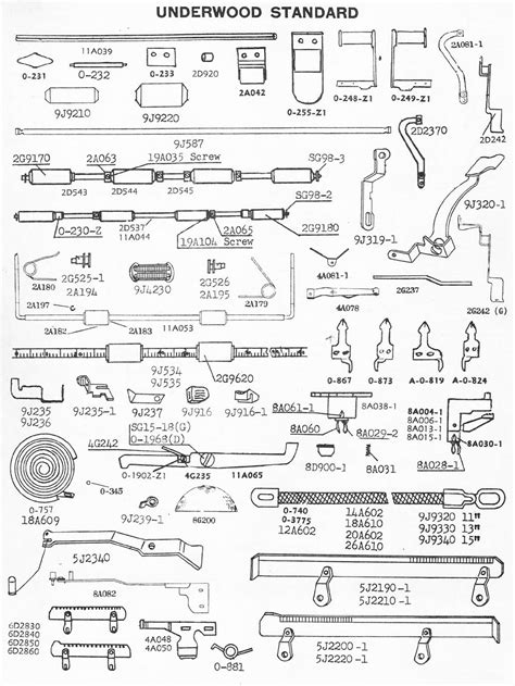 manual typewriter parts diagram sketch coloring page