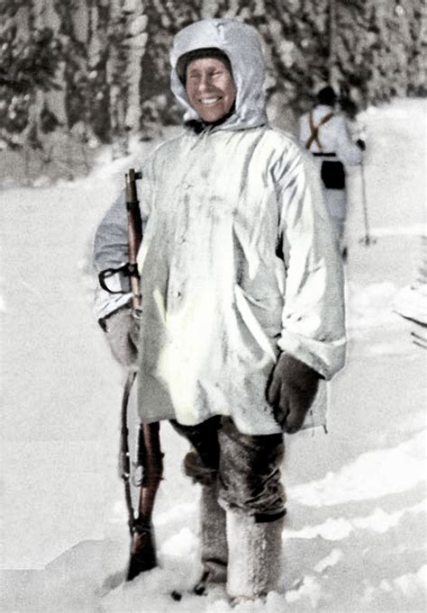 photograph  simo haeyhae white death    finnish sniper  fought   winter war