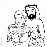 Musulmane Vecteur Heureuse Famille sketch template