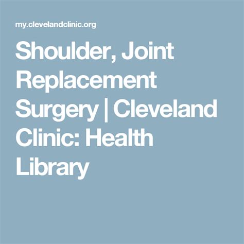 Shoulder Joint Replacement Surgery Cleveland Clinic