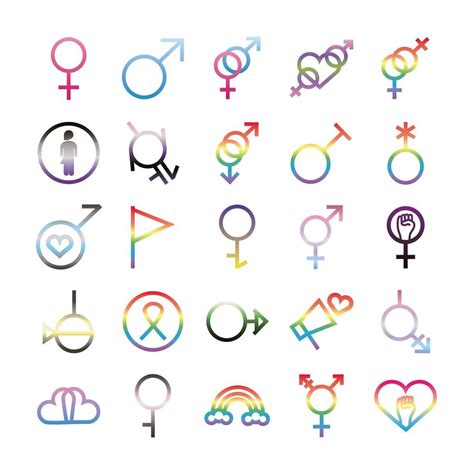 bundle of twenty five gender symbols of sexual orientation gradient