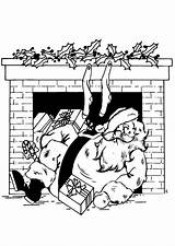 Claus Fireplace Santa Coloring sketch template
