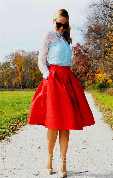 red midi skirt    wear