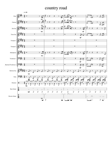 Country Roads Take Me Home Sheet Music For Flute Clarinet Alto