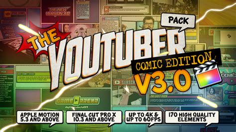 youtuber pack comic edition  final cut pro  apple motion  videohive