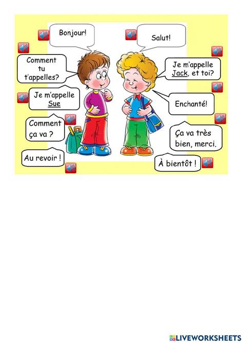 les salutations francais langue etrangere fle worksheet french language basics french