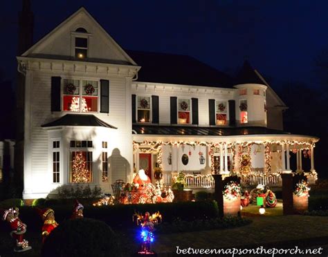 victorian home lit  decorated  christmas