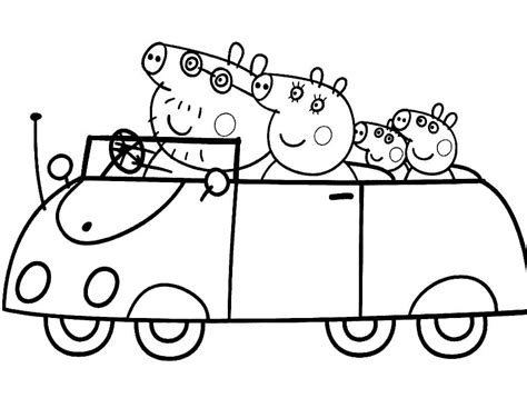 peppa pig family  vacation coloring page  printable coloring