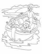 Father Kids Boating Enjoying Coloring sketch template
