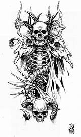 Tattoo Demon Skeleton Skull Designs Tattoos Deviantart Drawings Skulls Sleeve Dark Creepy Animal Horror Dahl Daniel Gothic Sick Tatto Draw sketch template