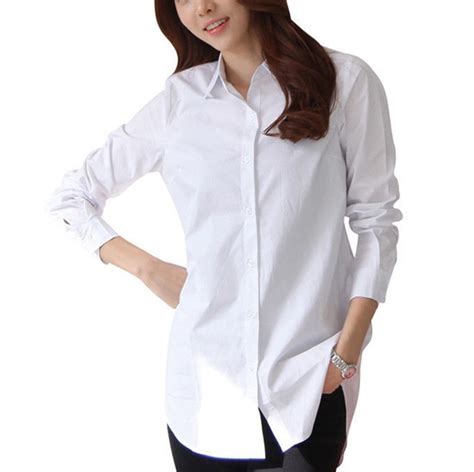 autumn fashion new women ladies solid white formal shirts long sleeve
