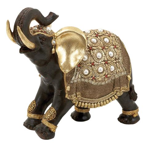 woodland imports polystone indian style decorative elephant figurine