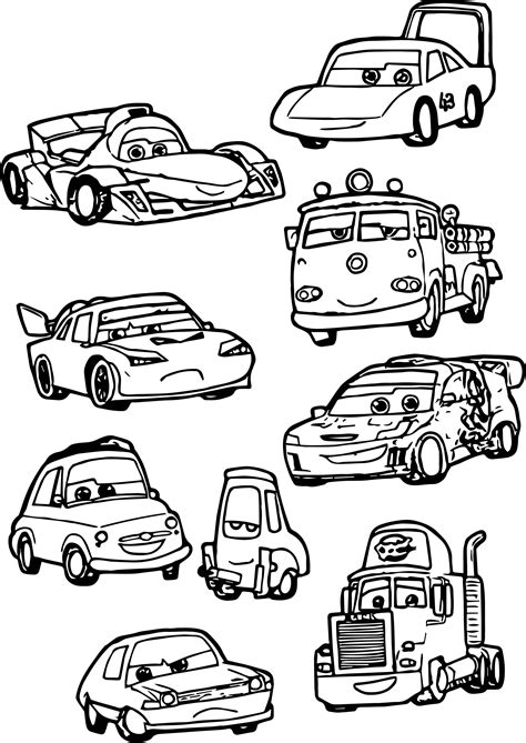 awesome  chibi cars characters coloring page