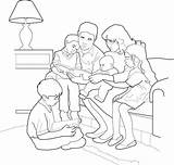 Coloring Family Lds Pages Reading Church Clipart Children Families Scriptures Going Primary Evening Together Friend Printable Mormon Library Color Bible sketch template