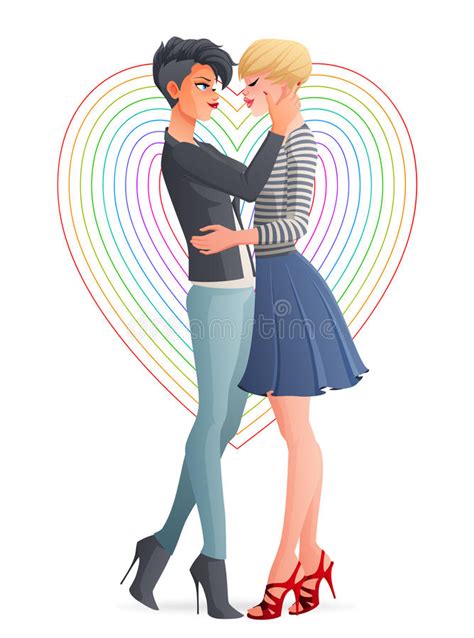cheerful beautiful gay lesbian homosexual couple vector