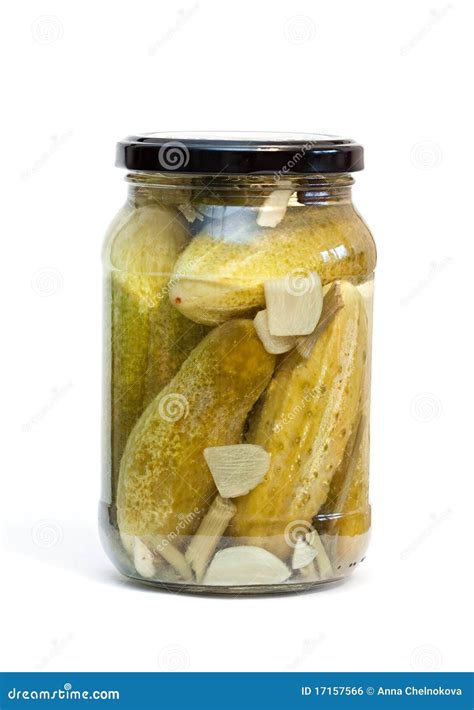 glass jar  cucumbers stock photo image  salted