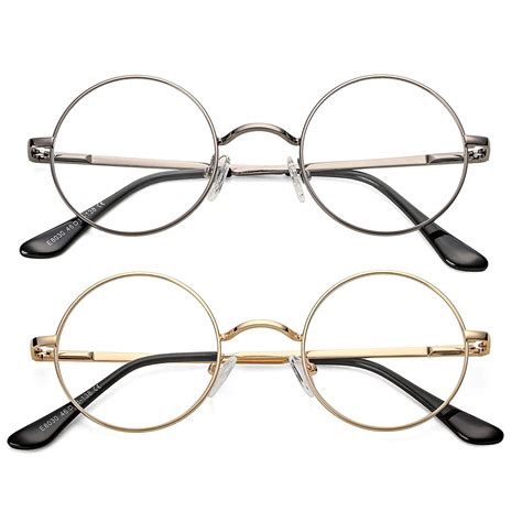 buy 2 pack retro small round glasses with clear lens braylenz unisex
