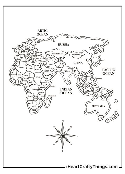 printable world map coloring pages updated