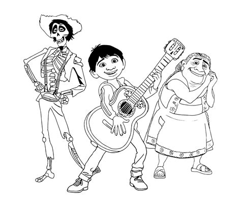 coco guitar coloring page guitar coloring page  kids orsisodyssey