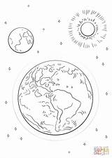 Earth Moon Sun Coloring Pages Printable Eclipse Solar Drawing Color Lunar Worksheets Planets sketch template
